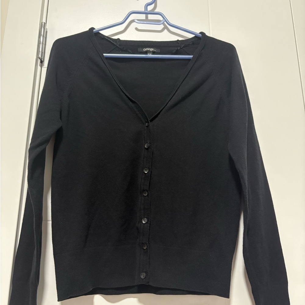 George Women's Classic Black Button-Up Cardigan